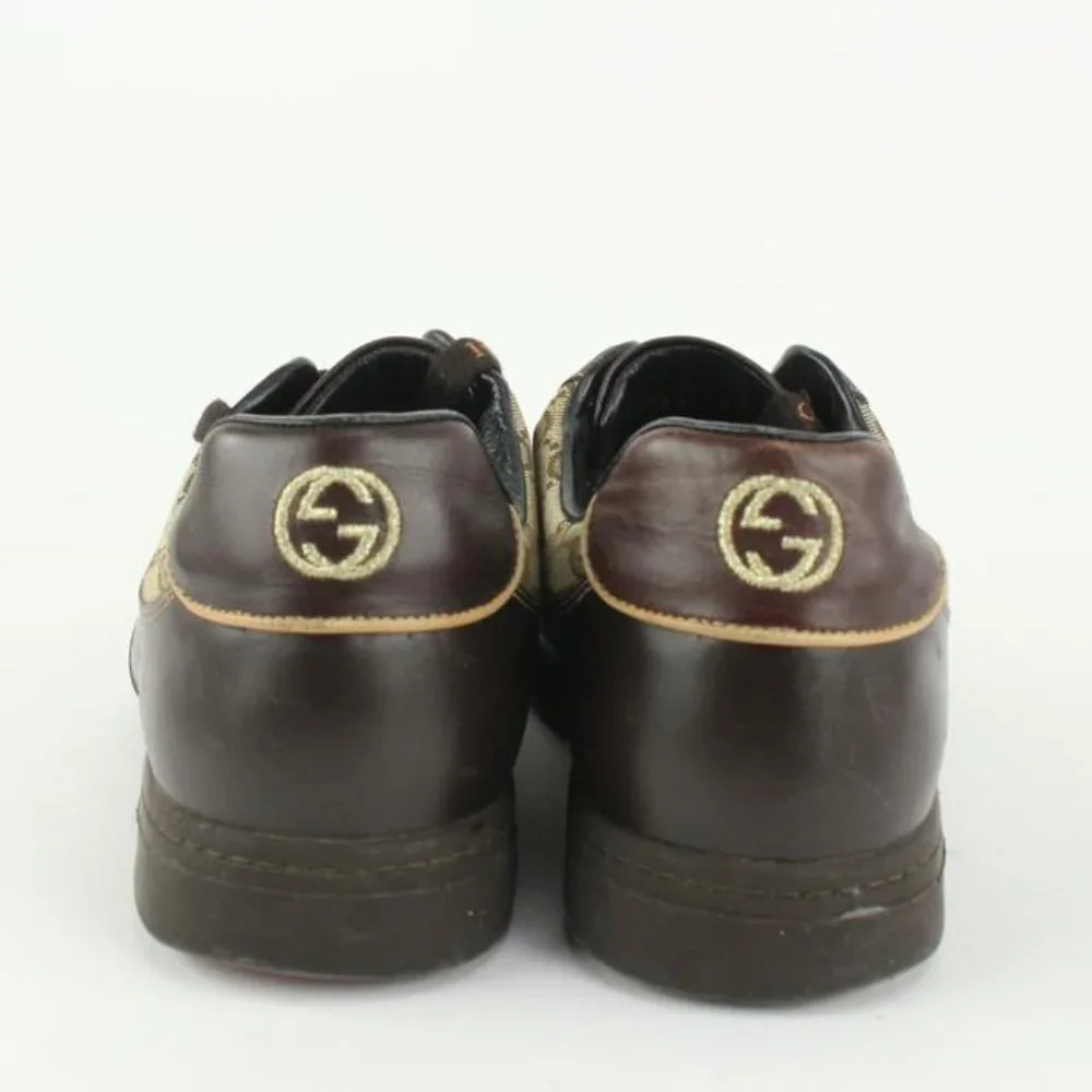 Gucci Men's 9 US Brown Monogram GG Signature Lace Low Sneakers 1216g50